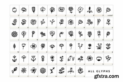 Cute Flowers Dingbat Font