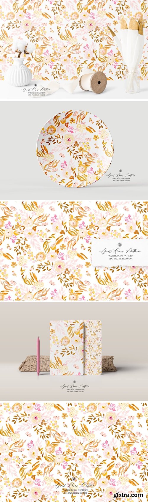 April Roses Watercolor Pattern