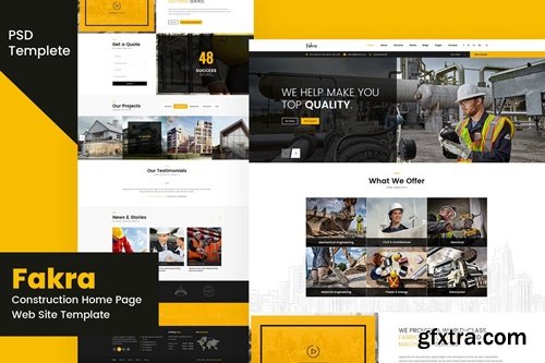 Fakra- Construction Home Page Idea PSD Template