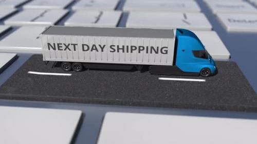 Videohive - Truck with NEXT DAY SHIPPING Text on the Computer Keyboard - 37335308 - 37335308