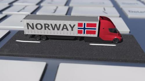 Videohive - Flag of Norway on Moving Truck and Computer Keyboard - 37335335 - 37335335