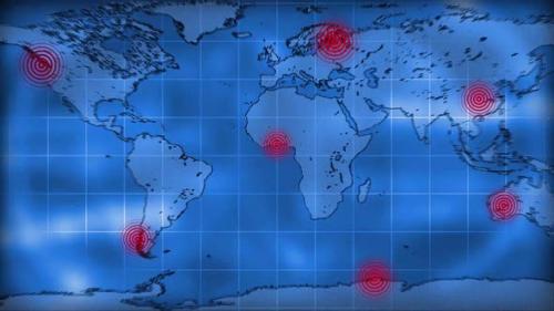 Videohive - Location point produce radio wave. Radio wave signal on futuristic earth map. - 37342662 - 37342662