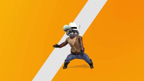 Videohive - Toon Cowboy Raccoon Crazy Dance - 37244308 - 37244308