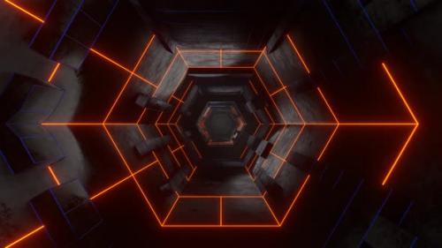 Videohive - flying camera in abstract tunnel, sci-fi space-time curvature. Futuristic technology abstract seamle - 37244407 - 37244407