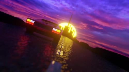 Videohive - Luxury Car, Sunset And Driving To City On The Bridge - 37330811 - 37330811