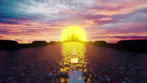 Videohive - Sunset And Driving To City On The Bridge II - 37330812 - 37330812