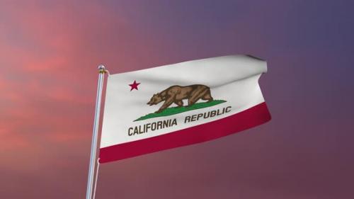 Videohive - Flag Of California Waving 4k - 37338655 - 37338655