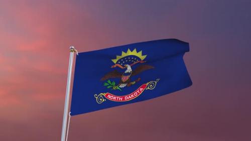 Videohive - Flag Of North Dakota Waving 4k - 37338660 - 37338660