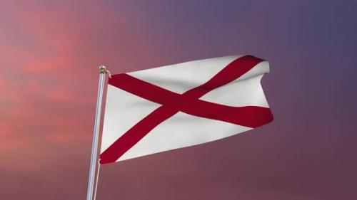 Videohive - Flag Of Alabama Waving 4k - 37338664 - 37338664