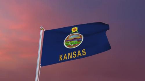 Videohive - Flag Of Kansas Waving 4k - 37338667 - 37338667