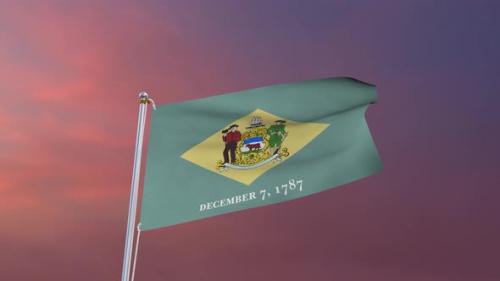 Videohive - Flag Of Delaware Waving 4k - 37338668 - 37338668