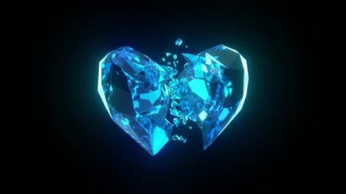 Videohive - Breaking Blue Ice Crystal Heart on Dark Background - 37345023 - 37345023