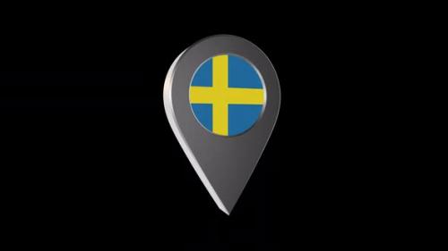 Videohive - 3d Animation Map Pointer With Sweden Flag With Alpha Channel - 2K - 37243463 - 37243463