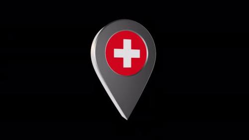 Videohive - 3d Animation Map Pointer With Switzerland Flag With Alpha Channel - 4K - 37243464 - 37243464