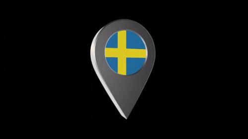 Videohive - 3d Animation Map Pointer With Sweden Flag With Alpha Channel - 4K - 37243465 - 37243465