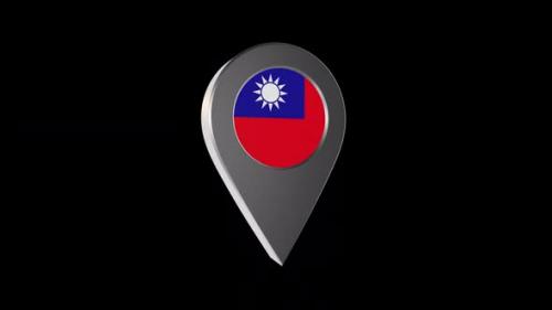Videohive - 3d Animation Map Pointer With Taiwan Flag With Alpha Channel - 2K - 37243466 - 37243466