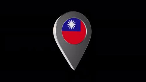 Videohive - 3d Animation Map Pointer With Taiwan Flag With Alpha Channel - 4K - 37243467 - 37243467