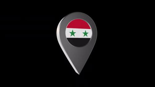 Videohive - 3d Animation Map Pointer With Syria Flag With Alpha Channel - 2K - 37243468 - 37243468