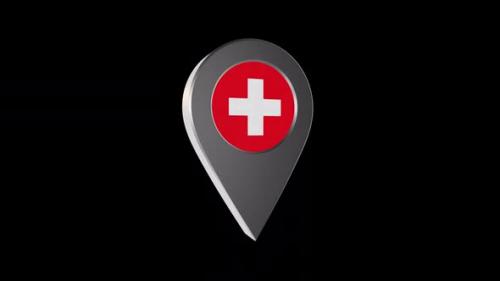 Videohive - 3d Animation Map Pointer With Switzerland Flag With Alpha Channel - 2K - 37243469 - 37243469