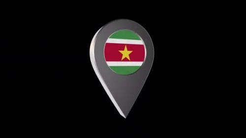 Videohive - 3d Animation Map Pointer With Suriname Flag With Alpha Channel - 2K - 37243470 - 37243470