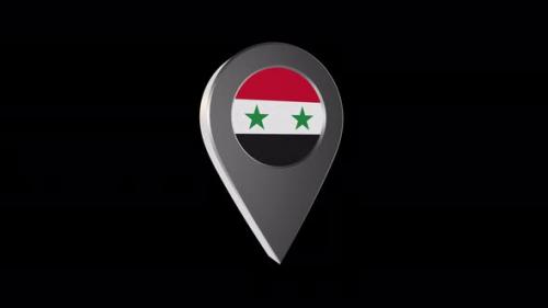 Videohive - 3d Animation Map Pointer With Syria Flag With Alpha Channel 4K - 37243471 - 37243471