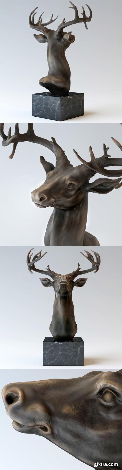 Bronze Sculpture & Head of a Deer