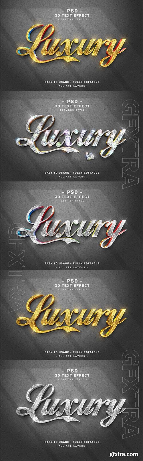 Luxury 3d glitter text effect silver style premium psd