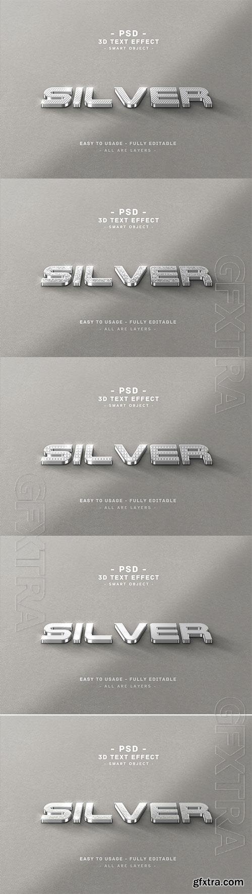 3d silver text style effect premium psd