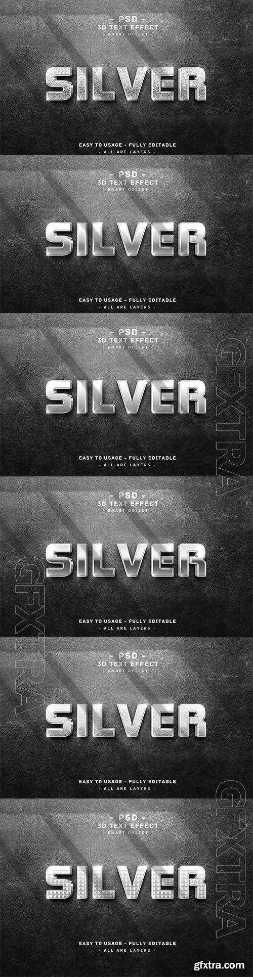 3d silver text style effect on wall premium psd