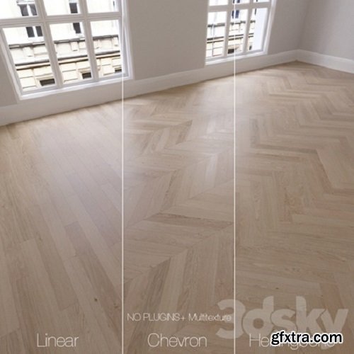 Parquet natural oak Sapphire 3 types Linear chevron herringbone