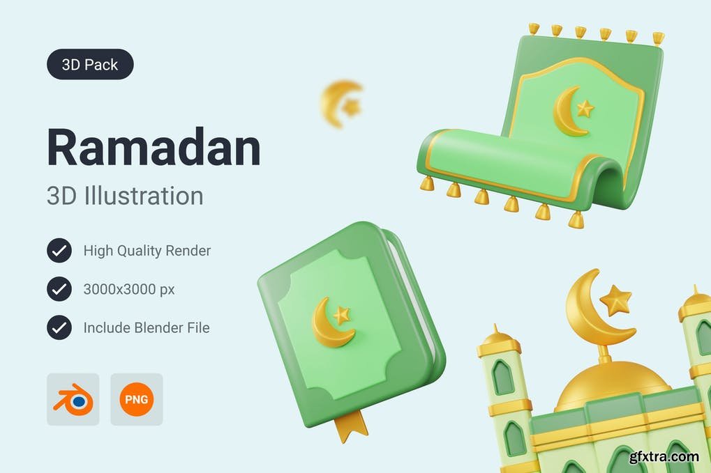 Islamic Ramadan And Eid Mubarak 3d Illustration Gfxtra 8414