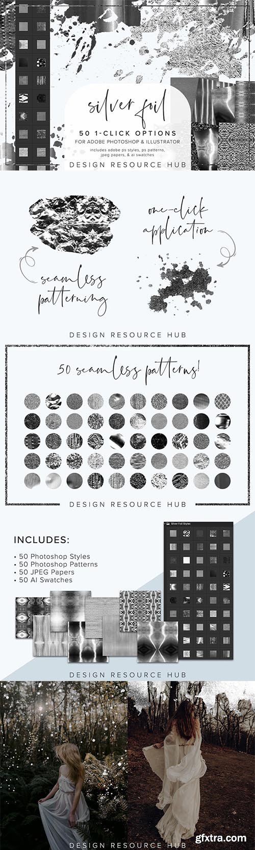 CreativeMarket - Silver Foil PS Styles Pack 6966099