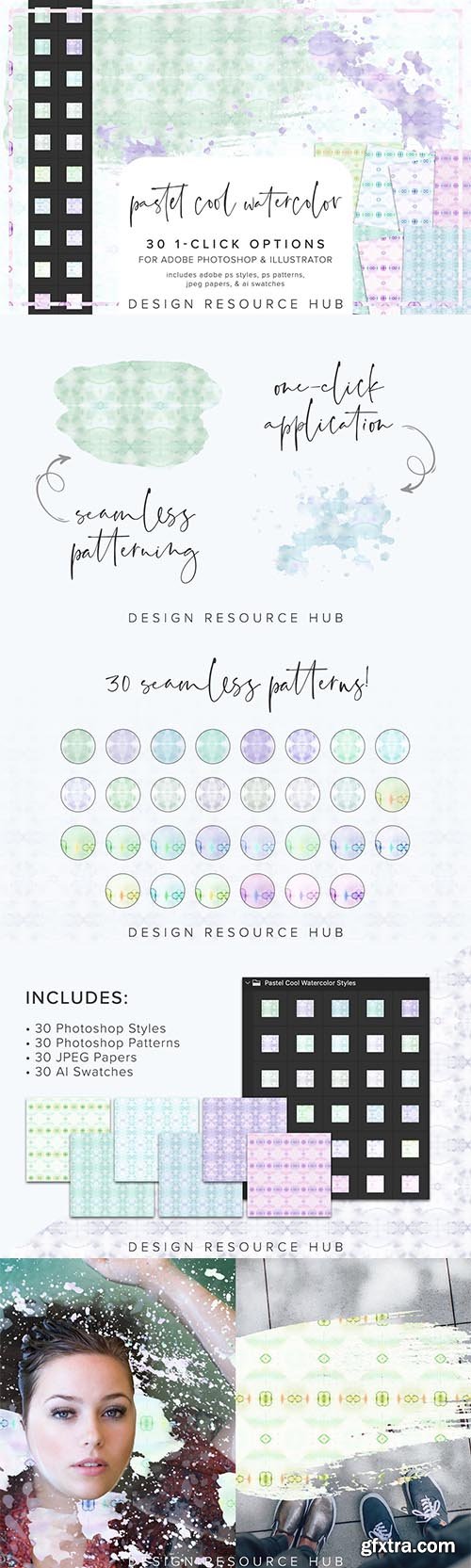 CreativeMarket - Pastel Cool Watercolor PS Styles 6966092