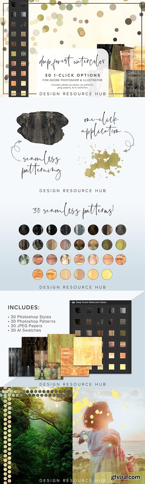 CreativeMarket - Deep Forest Watercolor PS Styles 6966025
