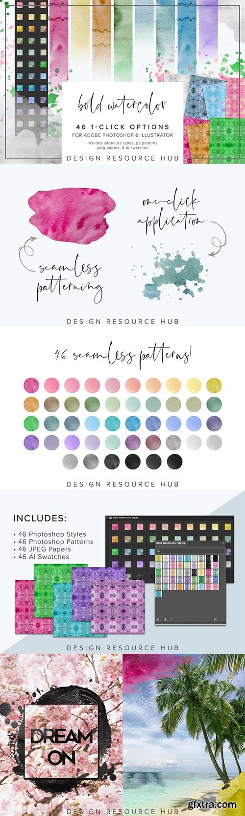 CreativeMarket - Bold Watercolor PS Styles 6966013