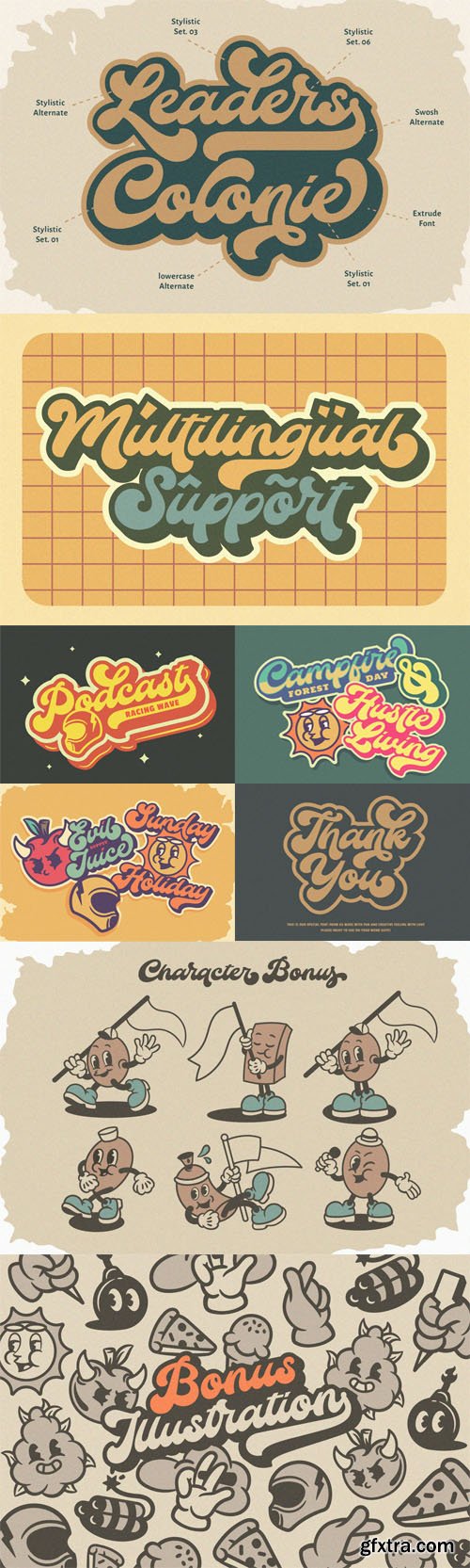 The Auratype - Retro and Classic Typeface + Extras Illustration