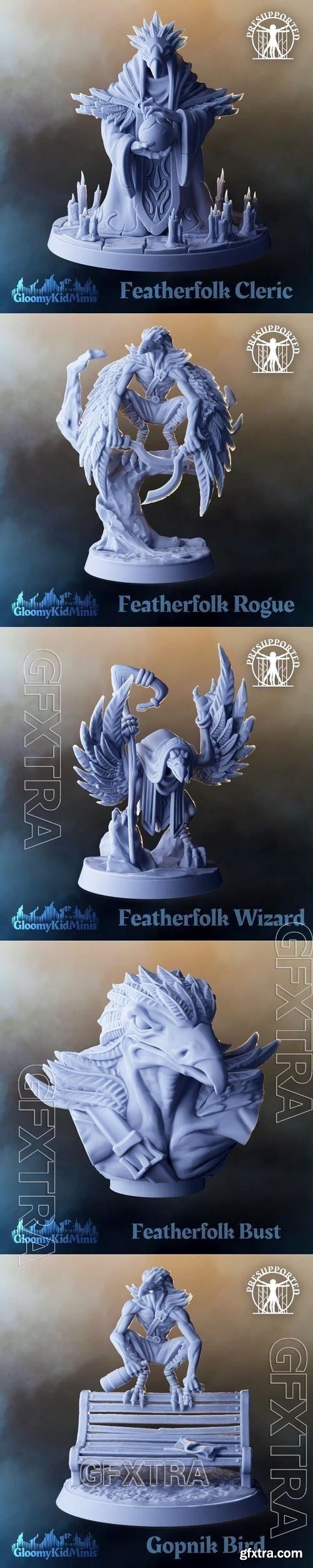 GloomyKidMinis - Feather Folk August 2021 3D Printable