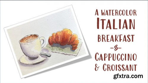  An Italian Breakfast in Ink and Watercolour | Bar Edition | Cappuccino & Croissant