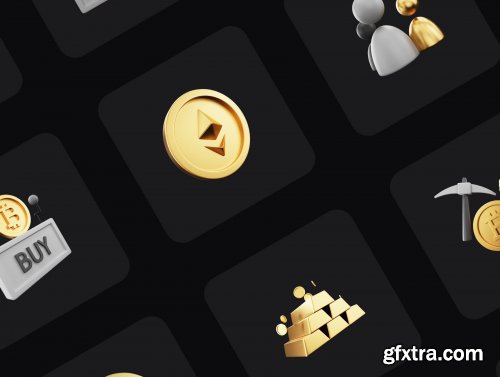 BlackGold - Cryptocurrency 3D Icon Pack