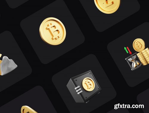 BlackGold - Cryptocurrency 3D Icon Pack