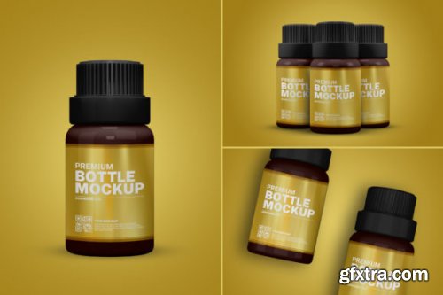  Dark Amber Bottle Mockup