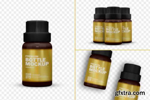  Dark Amber Bottle Mockup