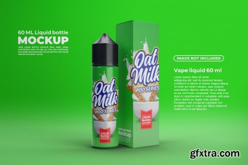 60 milliliter vape liquid plastic bottle mockup with packing box 