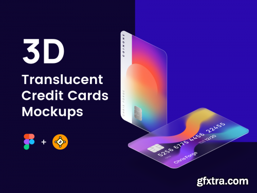 3D Translucent Credit Cards Mockups