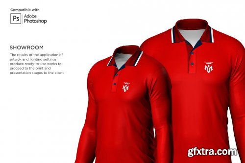 CreativeMarket - 3D Poloshirt Long Sleeve Mockup 6453706