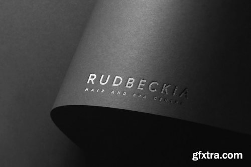 Logo mockup black curved paper