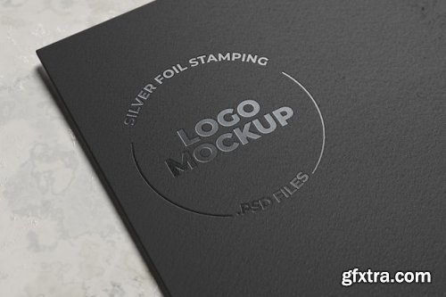 Silver foild stamping logo mockup