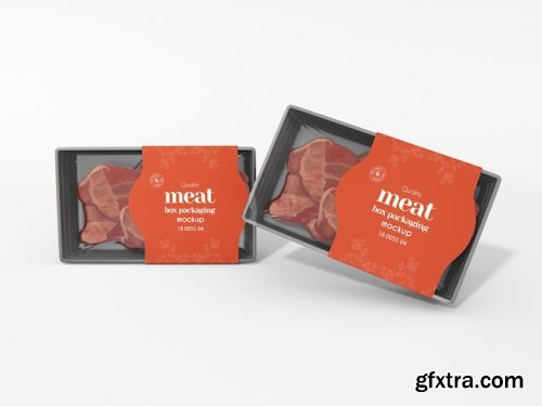 Raw meat tray box packaging mockup 