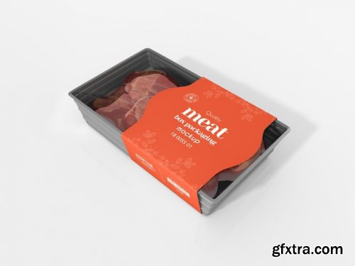 Raw meat tray box packaging mockup 