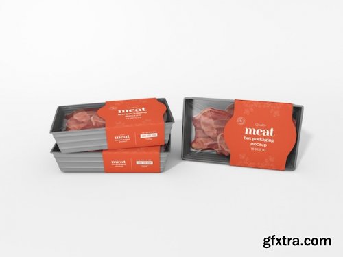 Raw meat tray box packaging mockup 